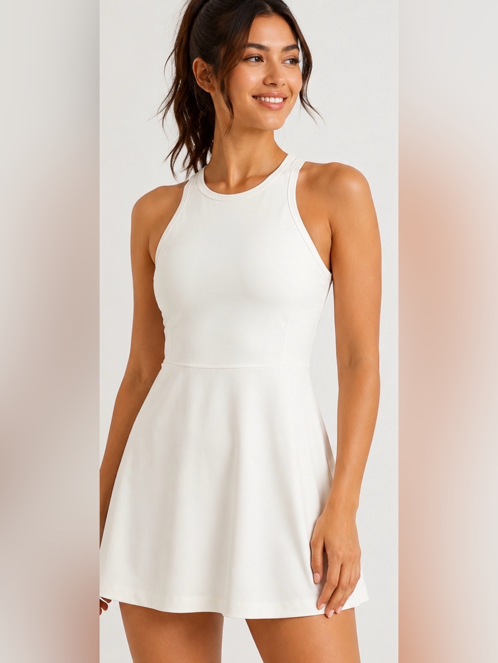 Old Navy Active White Tennis Dress Built-In Bra Racerback Medium